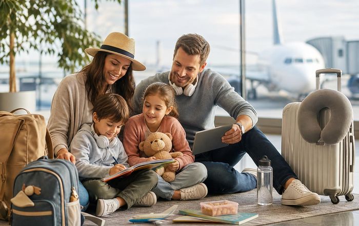 Article Image for Family Travel Tips for Long Flights and Airport Layovers
